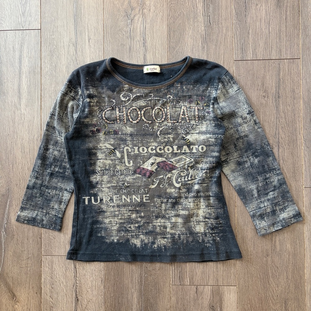 Y2K Chocolate Graphic AOP Woman’s Grunge Shirt Long Sleeve
